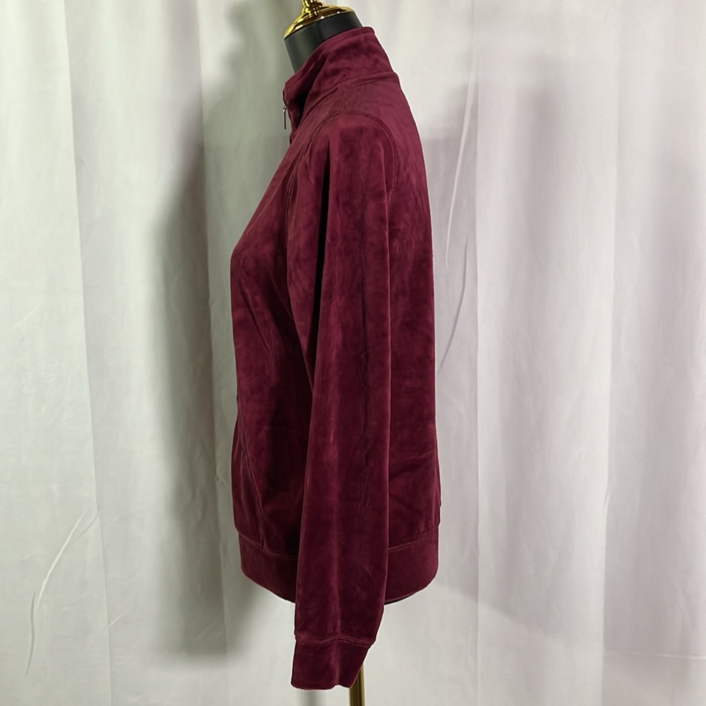 NWT Exertek French Merlot Red Zip Front Velour Jacket - Picture 2 of 16